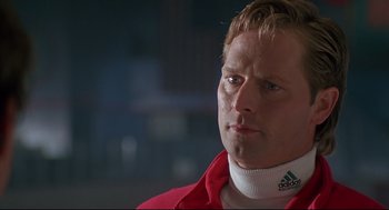 Movie still from “D3: The Mighty Ducks” (1996), directed by Robert Lieberman – A person wearing a red jacket; Close Up shot, Low angle