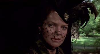 Movie still from “Daisy Miller” (1974), directed by Peter Bogdanovich – A person wearing a hat; Close Up shot, Low angle