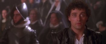 Movie still from “Dangerous Beauty” (1998), directed by Marshall Herskovitz – A group of people standing in front of a wall; Close Up shot, Over the shoulder angle