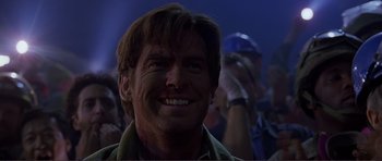 Movie still from “Dante's Peak” (1997), directed by Roger Donaldson – A person with blood all over his face; Close Up shot, Low angle