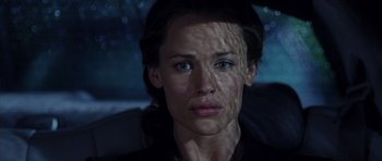 Movie still from “Daredevil” (2003), directed by Mark Steven Johnson – A person wearing a black shirt; Close Up shot, Over the shoulder angle