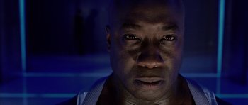 Movie still from “Daredevil” (2003), directed by Mark Steven Johnson – A man's face in the dark; Close Up shot, Low angle