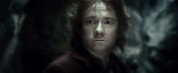 Movie still from “The Hobbit: An Unexpected Journey” (2012), directed by Peter Jackson – A person with long hair; Close Up shot, Low angle