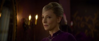 Movie still from “The House with a Clock in Its Walls” (2018), directed by Eli Roth – A person with short hair wearing a purple shirt; Close Up shot, Over the shoulder angle