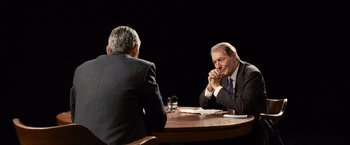 Movie still from “The Ides of March” (2011), directed by George Clooney – Medium shot, Over the shoulder angle