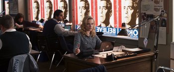 Movie still from “The Ides of March” (2011), directed by George Clooney – Medium shot, Low angle