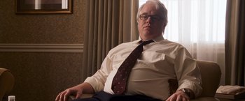 Movie still from “The Ides of March” (2011), directed by George Clooney – Medium shot, Low angle