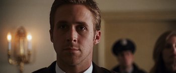 Movie still from “The Ides of March” (2011), directed by George Clooney – Close Up shot, Over the shoulder angle