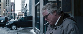 Movie still from “The Ides of March” (2011), directed by George Clooney – Close Up shot, Over the shoulder angle