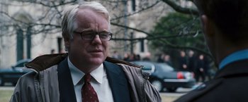 Movie still from “The Ides of March” (2011), directed by George Clooney – Close Up shot, Over the shoulder angle