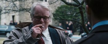 Movie still from “The Ides of March” (2011), directed by George Clooney – Close Up shot, Over the shoulder angle