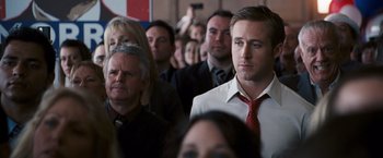 Movie still from “The Ides of March” (2011), directed by George Clooney – Close Up shot, Over the shoulder angle