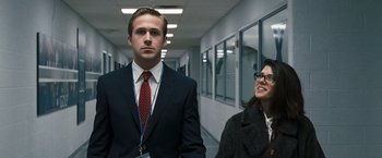 Movie still from “The Ides of March” (2011), directed by George Clooney – Medium shot, Low angle