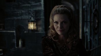 Movie still from “Dark Shadows” (2012), directed by Tim Burton – A woman with long blonde hair wearing a dress; Close Up shot, Over the shoulder angle