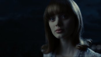 Movie still from “Dark Shadows” (2012), directed by Tim Burton – A person wearing a hooded shirt; Close Up shot, Low angle