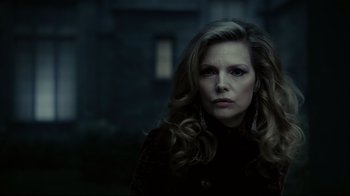 Movie still from “Dark Shadows” (2012), directed by Tim Burton – A person with long hair; Close Up shot, Over the shoulder angle