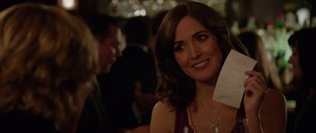 Movie still from “The Internship” (2013), directed by Shawn Levy – A beautiful woman holding a piece of paper in her hand; Close Up shot, Over the shoulder angle