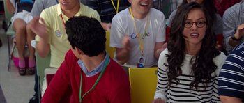 Movie still from “The Internship” (2013), directed by Shawn Levy – A group of people sitting in a room; Medium shot, Over the shoulder angle