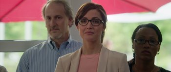 Movie still from “The Internship” (2013), directed by Shawn Levy – A man and a woman wearing glasses and a suit; Close Up shot, Over the shoulder angle