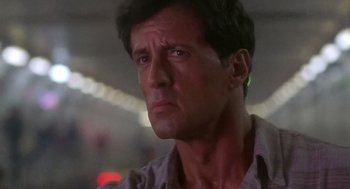 Movie still from “Daylight” (1996), directed by Rob Cohen – Sylvester stallone in a scene from the movie ' rocky; Close Up shot, Low angle