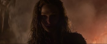 Movie still from “The Kid Who Would Be King” (2019), directed by Joe Cornish – A person with long hair; Close Up shot, Low angle