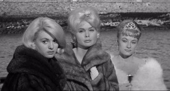 Movie still from “Days of Wine and Roses” (1962), directed by Blake Edwards – A group of women standing next to each other; Medium shot, Low angle