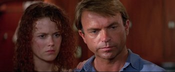 Movie still from “Dead Calm” (1989), directed by Phillip Noyce – A man and a woman looking at each other; Close Up shot, Low angle