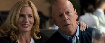 Movie still from “Death Wish” (2018), directed by Eli Roth – A man and a woman sitting next to each other; Close Up shot, Over the shoulder angle