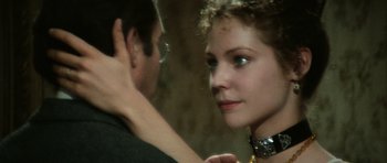 Movie still from “Death in Venice” (1971), directed by Luchino Visconti – A man and a woman are looking at one another; Close Up shot, Over the shoulder angle