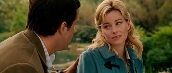 Movie still from “Definitely, Maybe” (2008), directed by Adam Brooks – A man and a woman talking to each other; Close Up shot, Over the shoulder angle