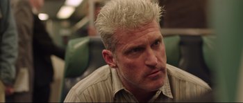 Movie still from “Demolition” (2015), directed by Jean-Marc Vallée – A person with a white hair; Close Up shot, Over the shoulder angle