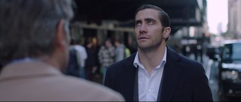 Movie still from “Demolition” (2015), directed by Jean-Marc Vallée – A person wearing a suit and tie; Close Up shot, Over the shoulder angle