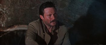 Movie still from “Dersu Uzala” (1975), directed by Akira Kurosawa – A person wearing a jacket and a beard; Close Up shot, High angle