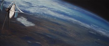 Movie still from “Diamonds Are Forever” (1971), directed by Guy Hamilton – A view of the earth from the space shuttle; Extreme Wide shot, Overhead angle