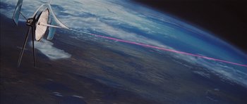 Movie still from “Diamonds Are Forever” (1971), directed by Guy Hamilton – A view of the earth taken from a space station; Extreme Wide shot, Overhead angle