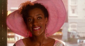 Movie still from “Do the Right Thing” (1989), directed by Spike Lee – A person wearing a hat; Close Up shot, Low angle