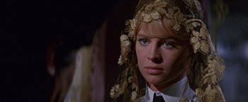 Movie still from “Doctor Zhivago” (1965), directed by David Lean – A person wearing a veil; Close Up shot, Over the shoulder angle