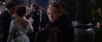 Movie still from “Doctor Zhivago” (1965), directed by David Lean – A woman in a fur coat looking at the camera; Close Up shot, Over the shoulder angle