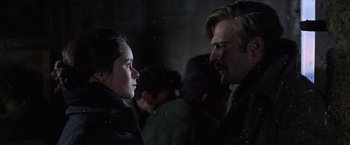 Movie still from “Doctor Zhivago” (1965), directed by David Lean – A man and a woman talking to each other in the snow; Close Up shot, Over the shoulder angle