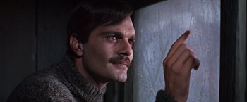 Movie still from “Doctor Zhivago” (1965), directed by David Lean – A person with a mustache; Close Up shot, Low angle