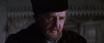 Movie still from “Doctor Zhivago” (1965), directed by David Lean – A man with a beard wearing a hat and a fur coat; Close Up shot, Low angle