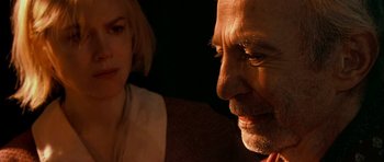Movie still from “Dogville” (2003), directed by Lars von Trier – A man and a woman looking at each other; Extreme Close Up shot, Over the shoulder angle
