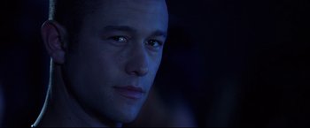 Movie still from “Don Jon” (2013), directed by Joseph Gordon-Levitt – A man's face in the dark; Close Up shot, Over the shoulder angle