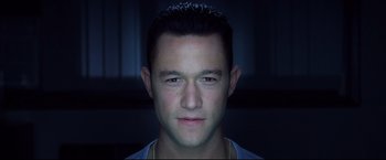 Movie still from “Don Jon” (2013), directed by Joseph Gordon-Levitt – A person's face in the dark; Close Up shot, High angle