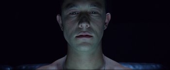 Movie still from “Don Jon” (2013), directed by Joseph Gordon-Levitt – A person's face in the dark; Close Up shot, Overhead angle