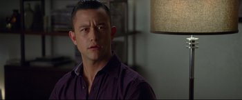 Movie still from “Don Jon” (2013), directed by Joseph Gordon-Levitt – A person wearing a purple shirt; Close Up shot, Over the shoulder angle