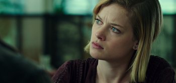 Movie still from “Don't Breathe” (2016), directed by Fede Alvarez – A person with blue eyes; Close Up shot, Over the shoulder angle