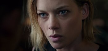 Movie still from “Don't Breathe” (2016), directed by Fede Alvarez – A person with blue eyes; Close Up shot, Low angle