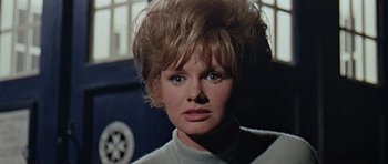 Movie still from “Dr. Who and the Daleks” (1965), directed by Gordon Flemyng – A person wearing a white shirt; Close Up shot, Low angle