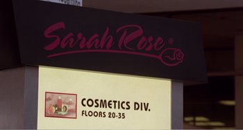 Movie still from “Drop Dead Gorgeous” (1999), directed by Michael Patrick Jann – A sign for a cosmetics store; Extreme Close Up shot, Overhead angle